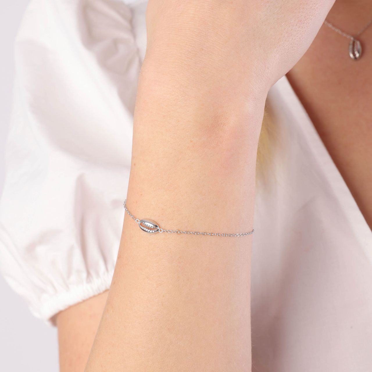 Zilveren armband schelp