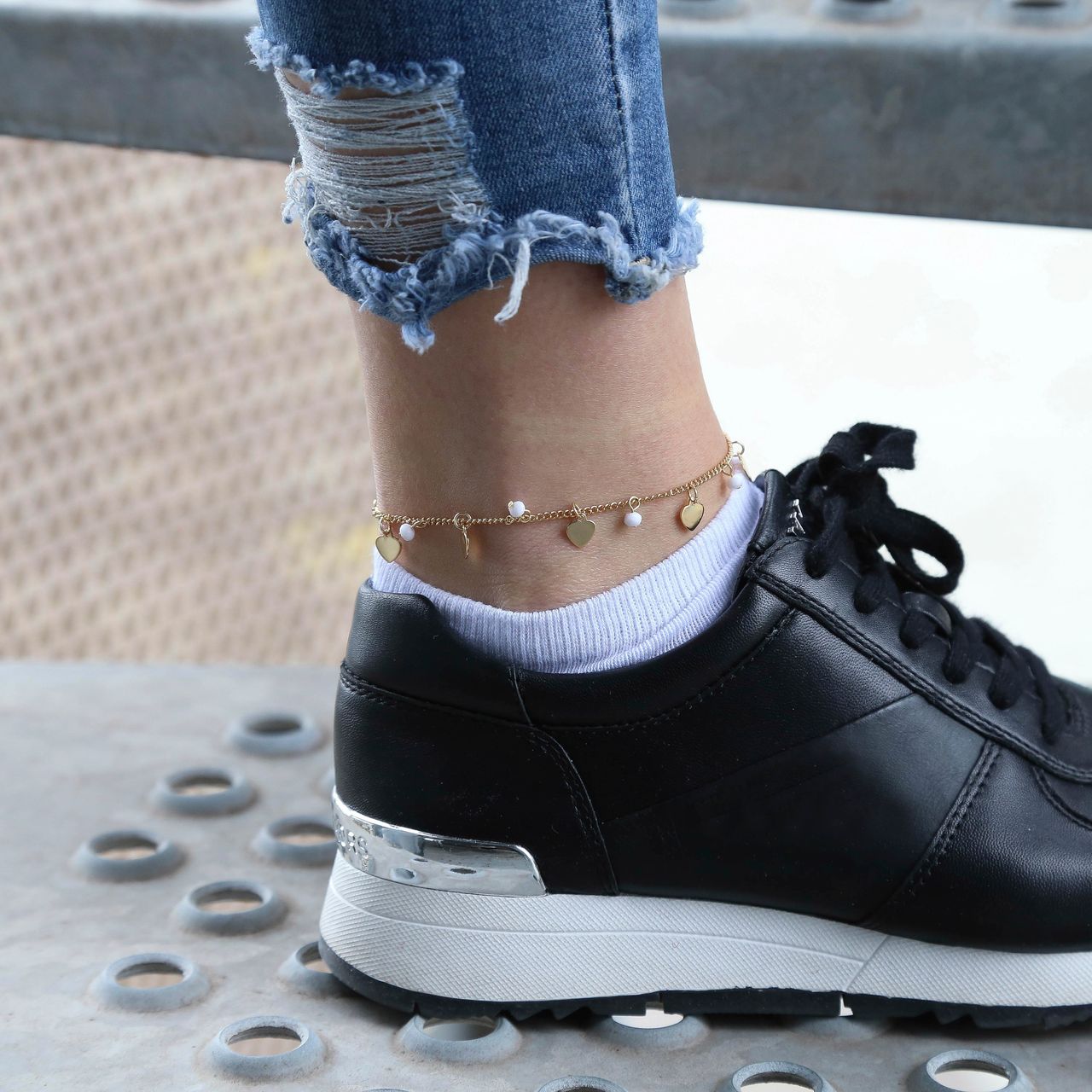Bijoux goudkleurige enkelband met hart voor dames