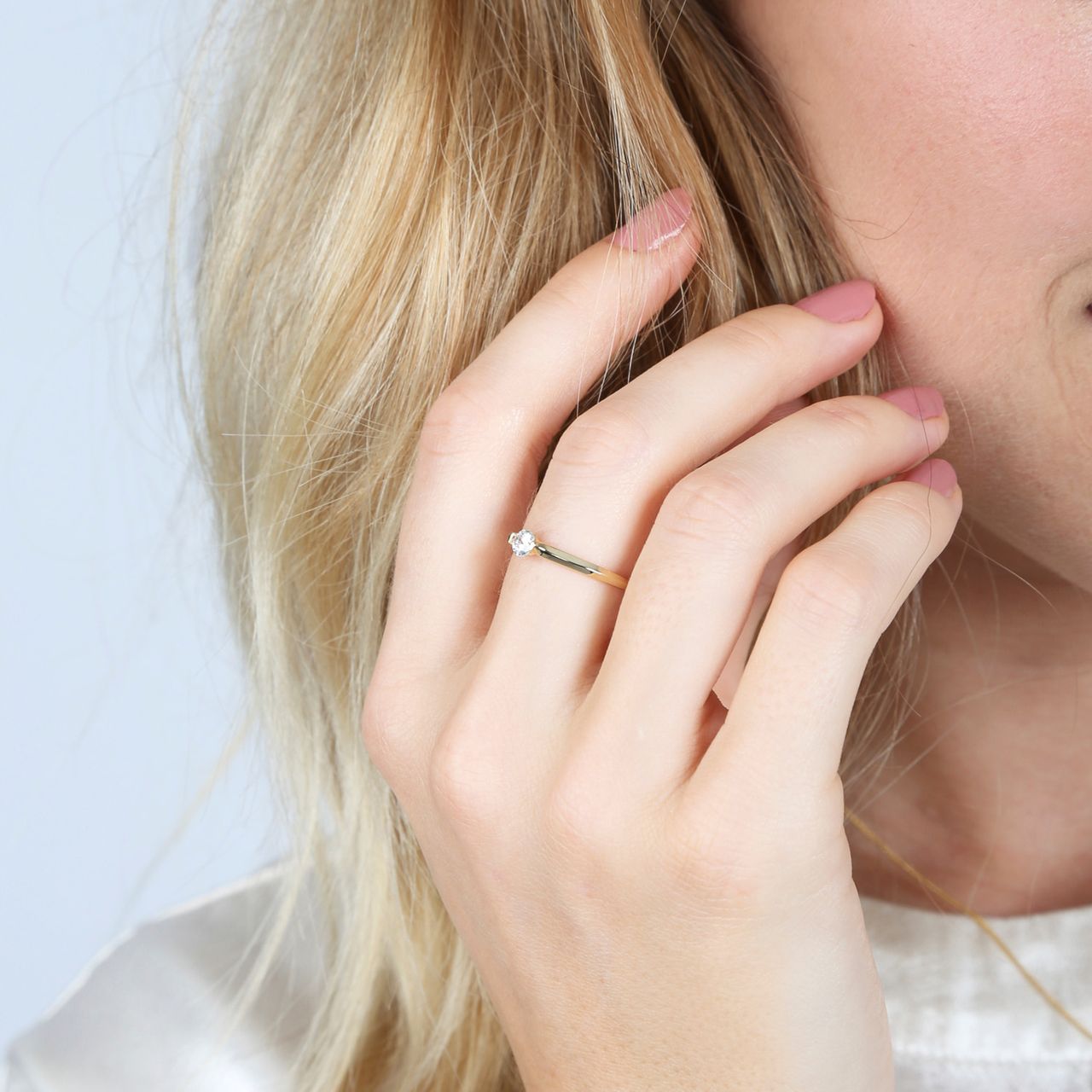 Ring, 585 Gelbgold, synthetischer Diamant 0,20 kt