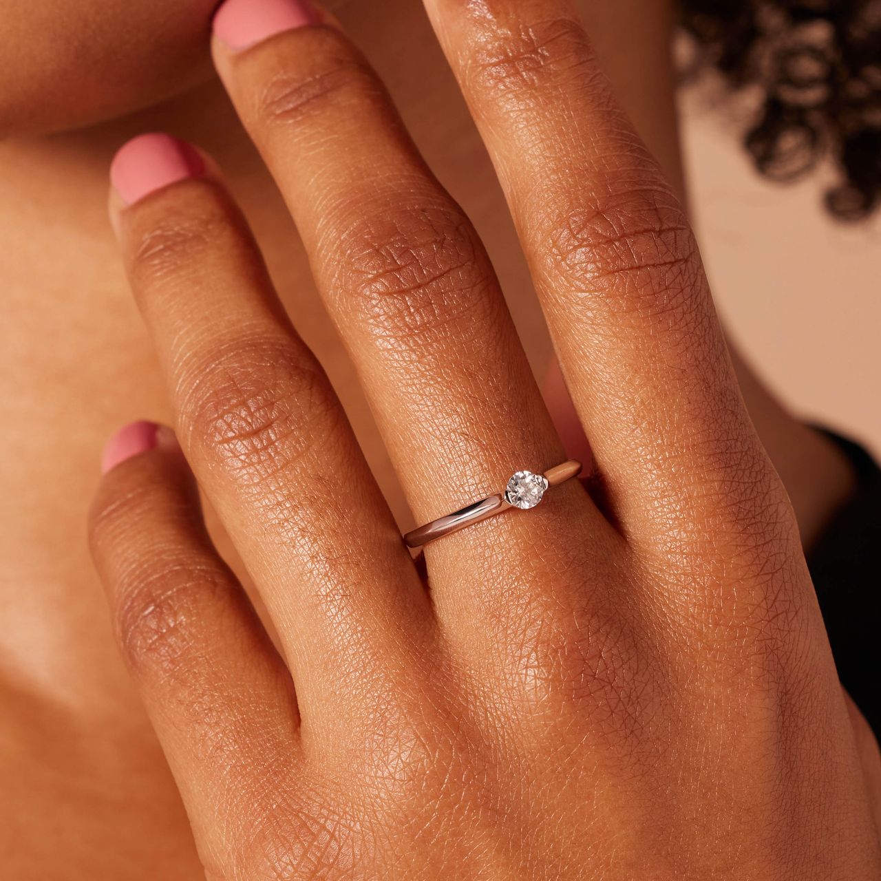 Ring, 585 Weißgold, synthetischer Diamant 0,20 kt