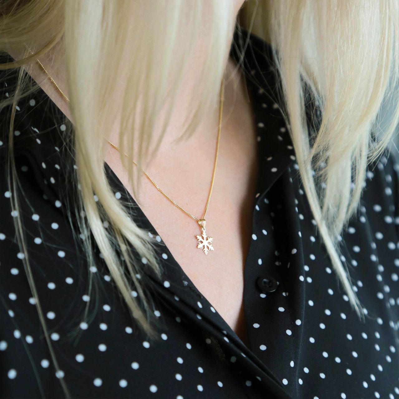 14 Karaat geelgouden hanger sneeuwvlok