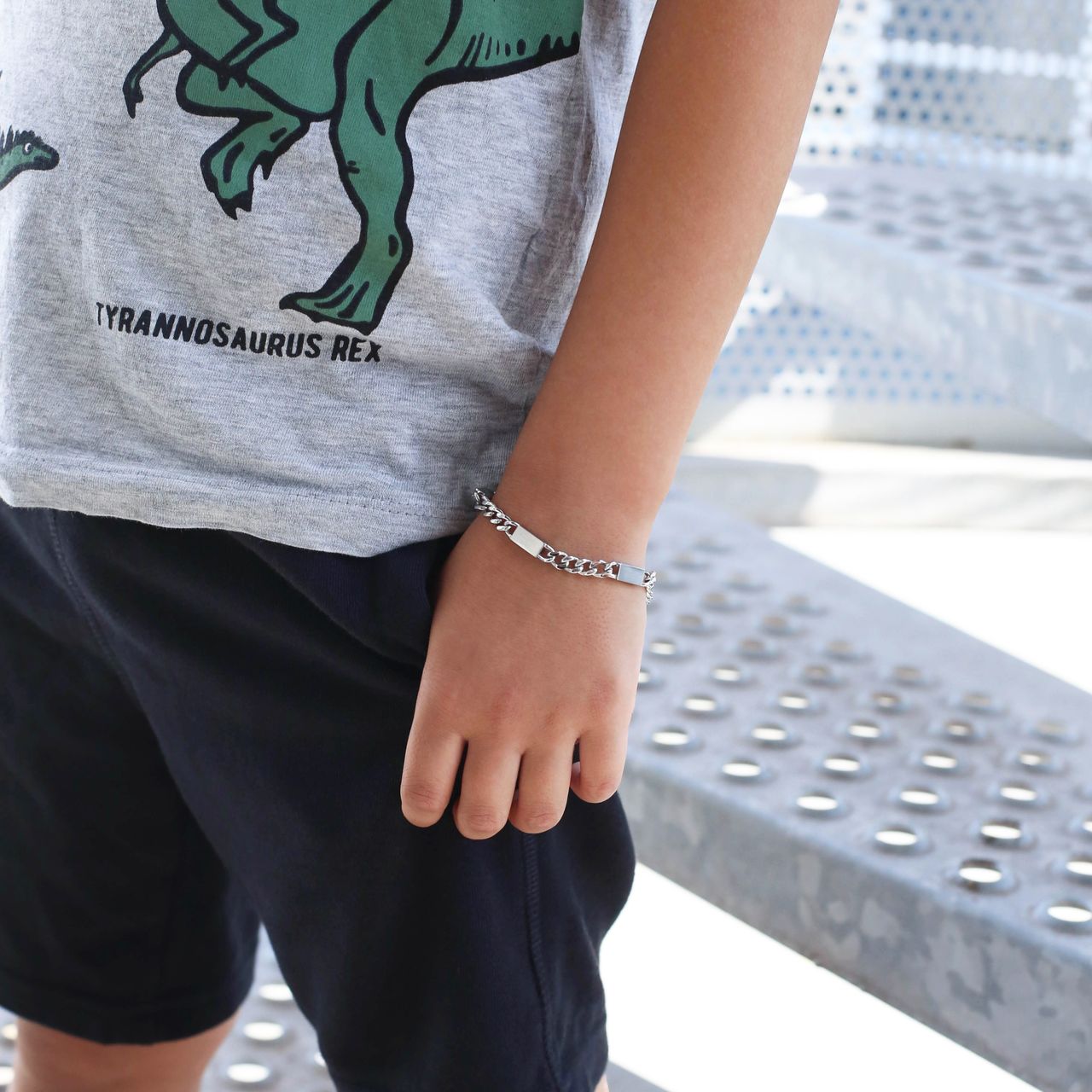 Gerecycleerd stalen jongensarmband gourmetschakel