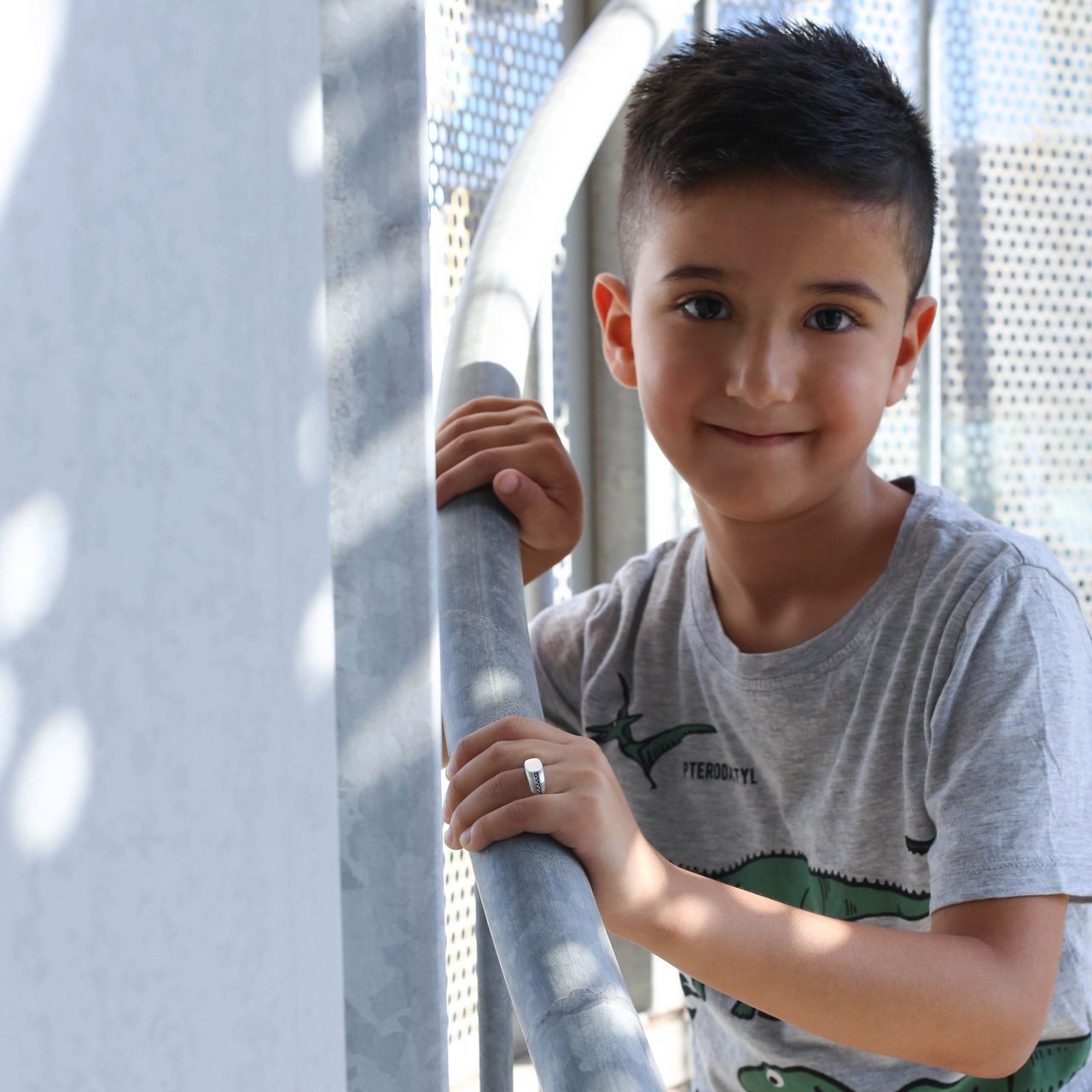 Gerecycled stainless steel jongenszegelring schakel