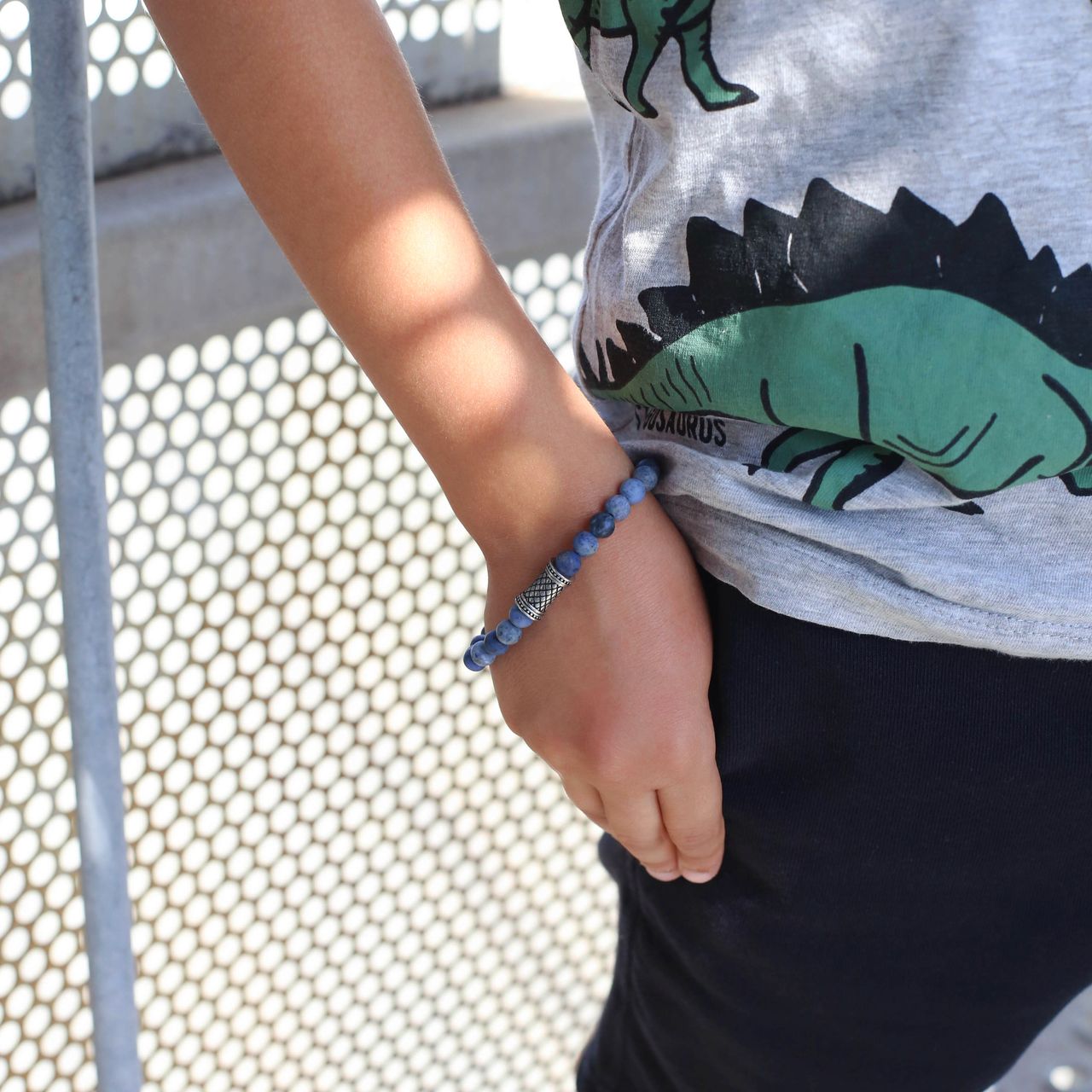 Stainless steel jongensarmband natuursteen dumortierite