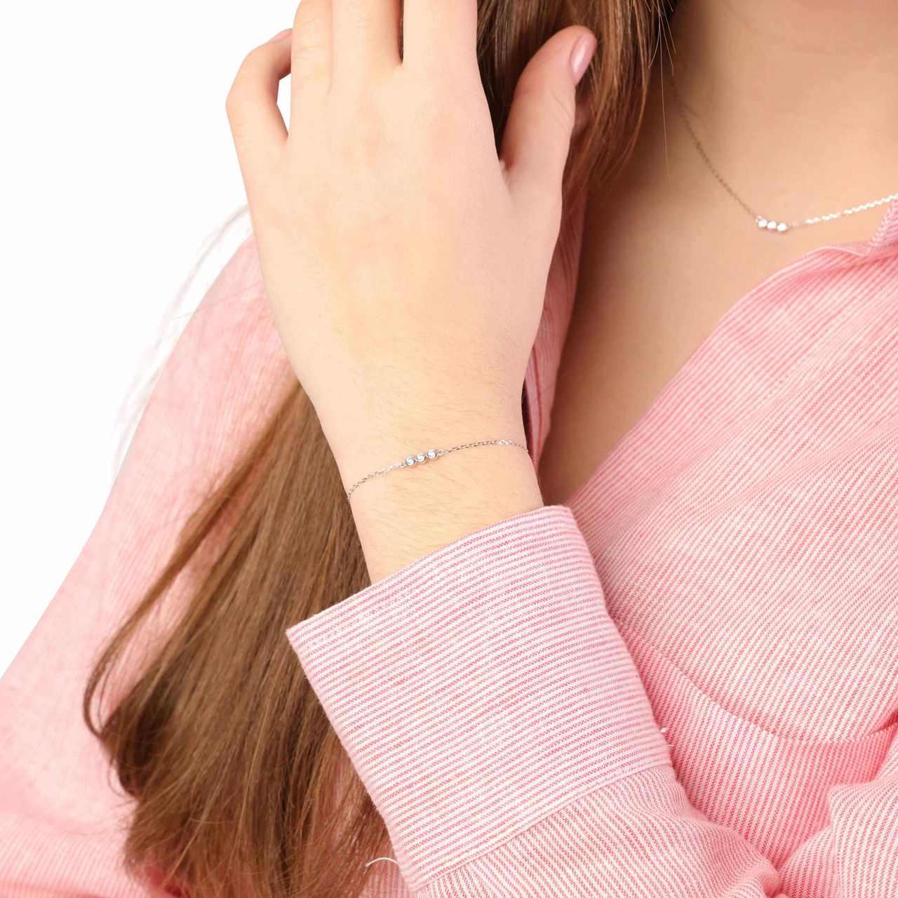 Armband, 925 Silber, 3 Kreise, Zirkonia