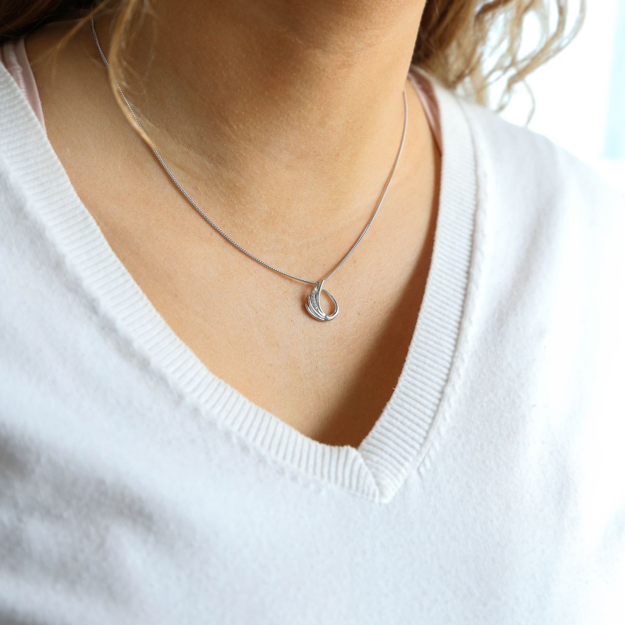 Zilveren ketting&hanger fantasie zirkonia
