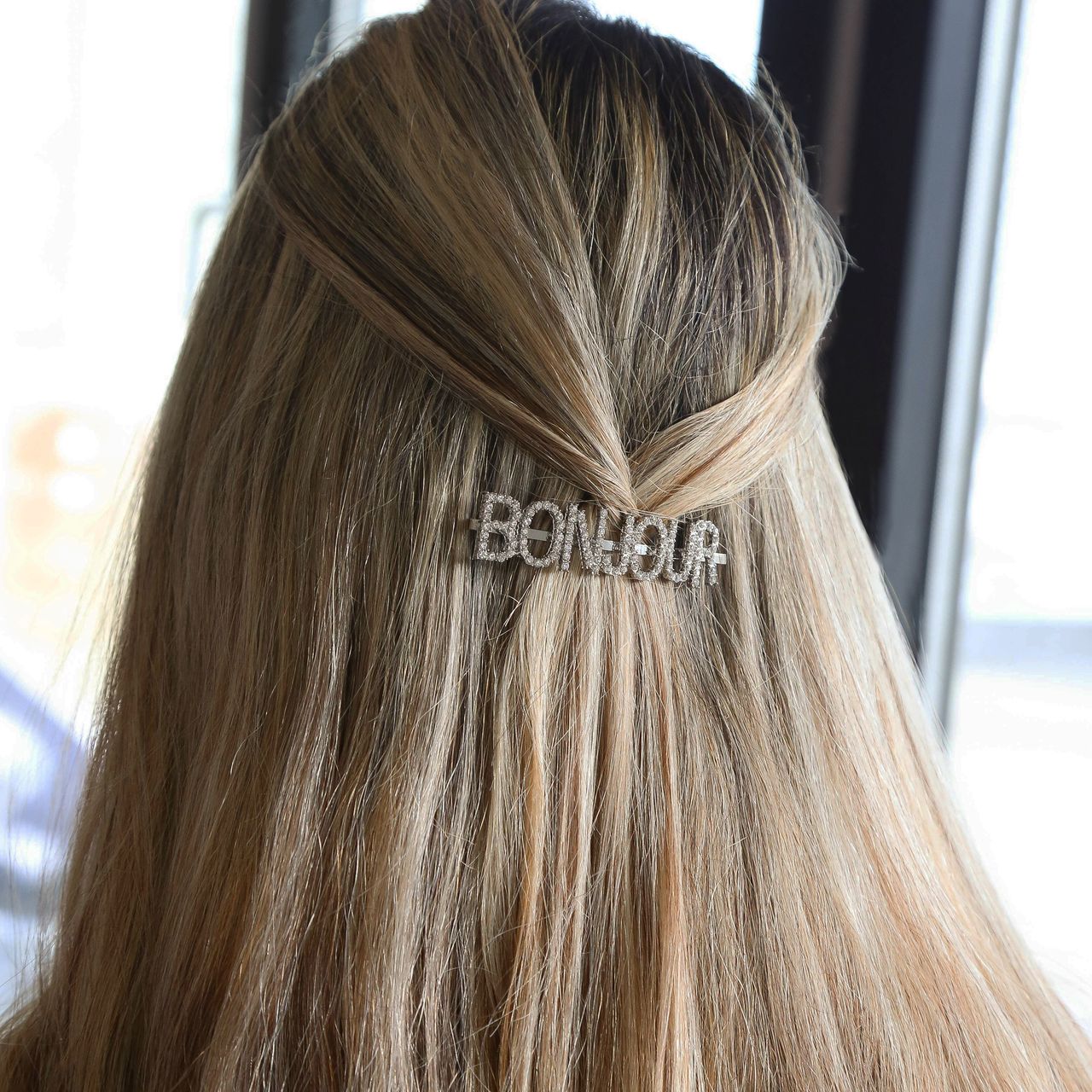 Haarschuifje met tekst Bonjour