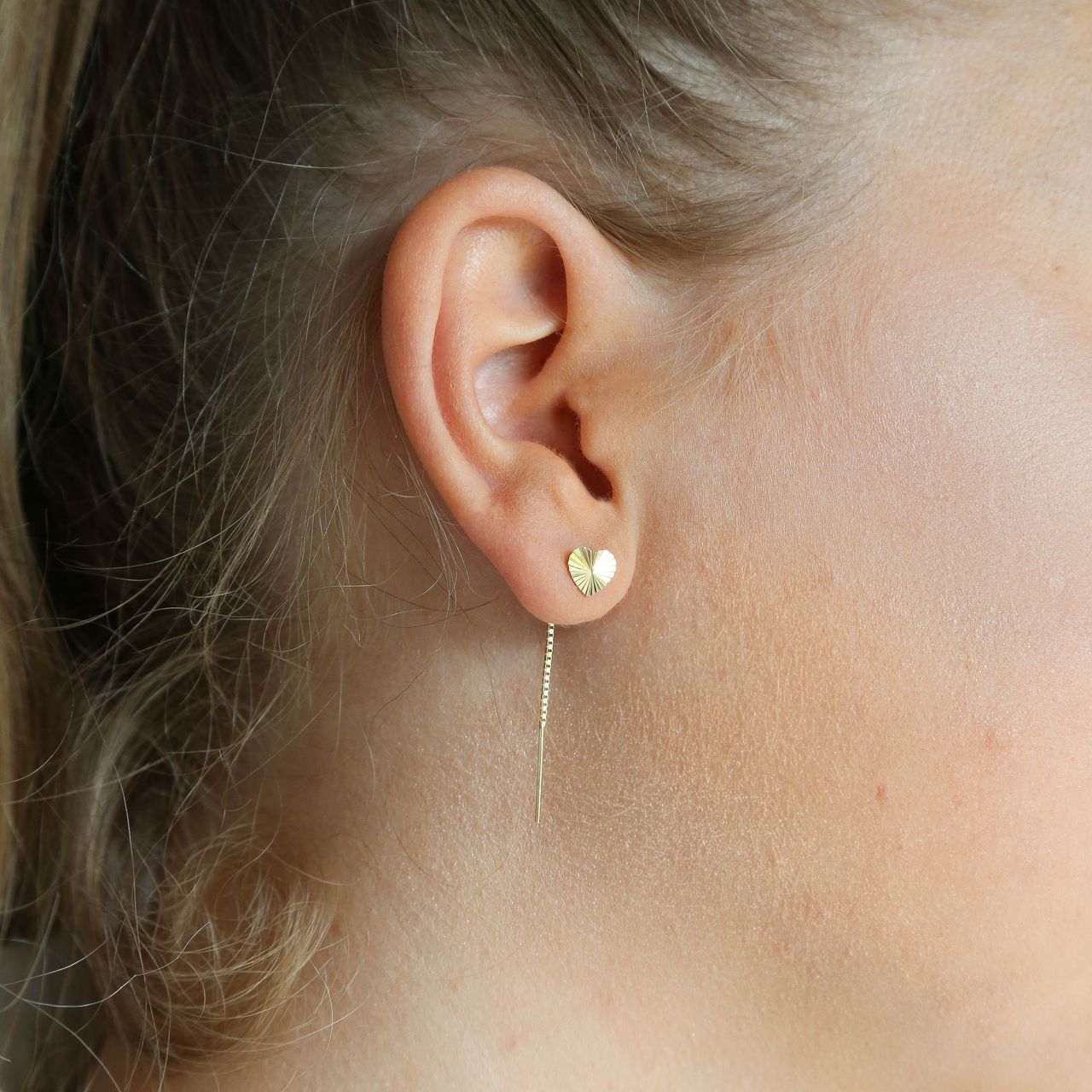 Durchzieher-Ohrringe, 375 Gold, Herz