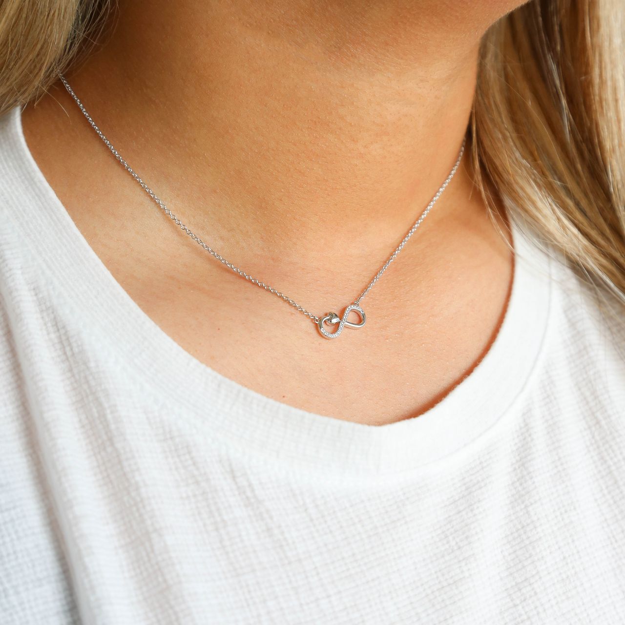 Zilveren ketting&hanger infinity/hart zirkonia