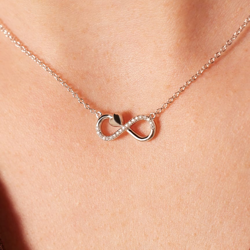 Zilveren ketting&hanger infinity/hart zirkonia