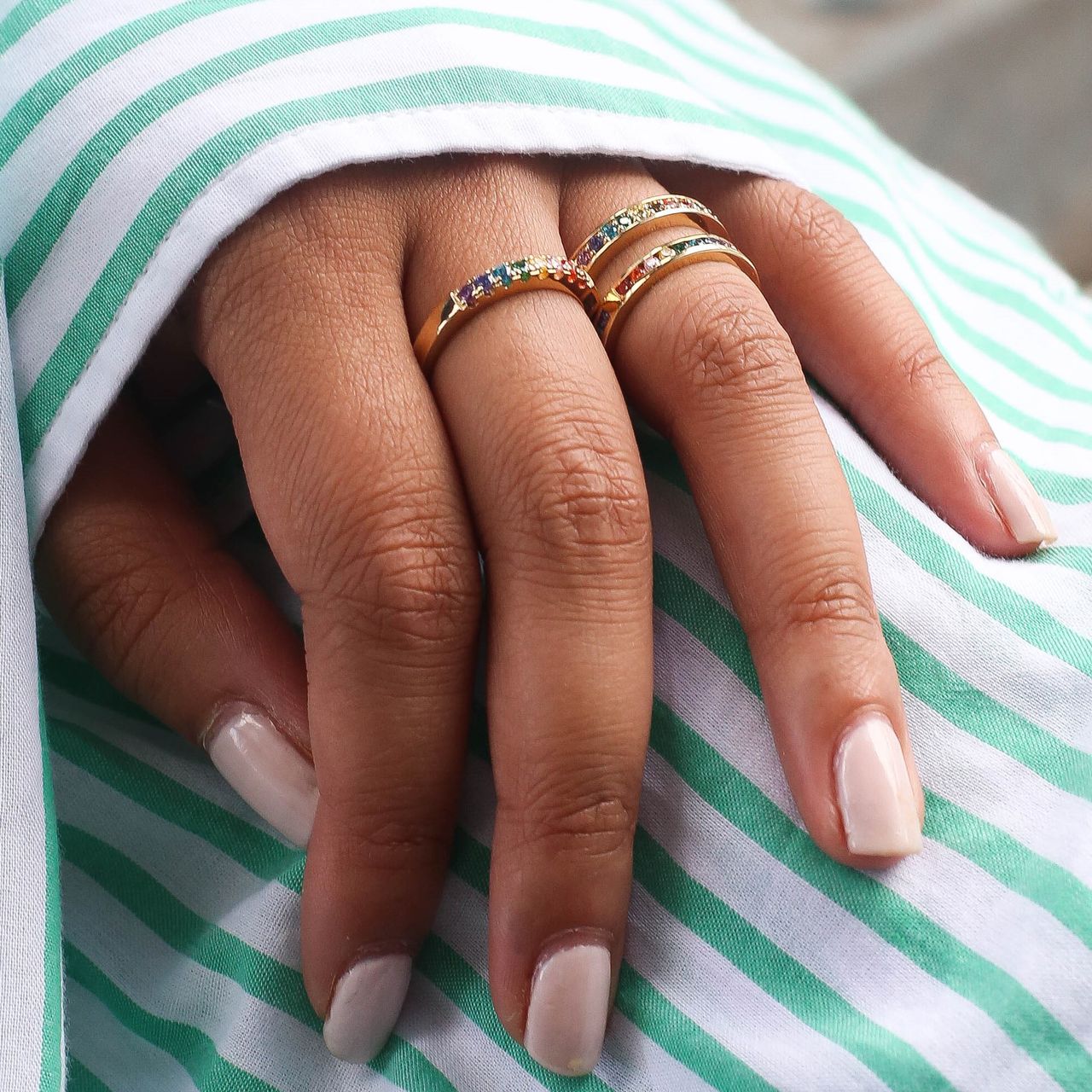 Goldplated ring regenboog met zirkonia voor dames