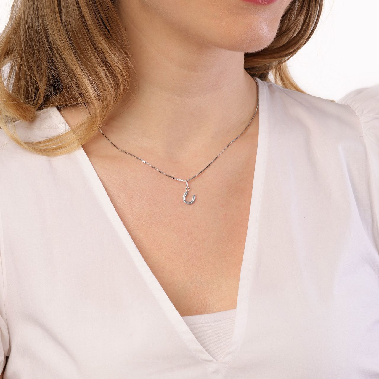 Anhänger, 925 Silber, Hufeisen