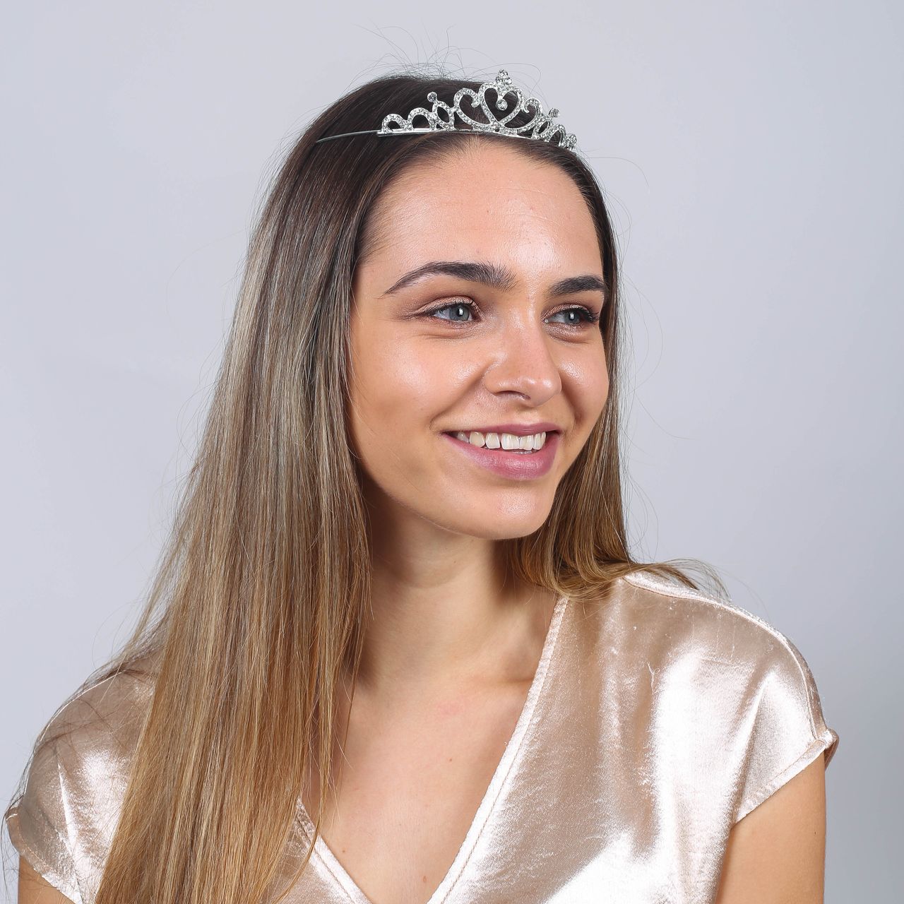 Diadeem met strass in hartvorm