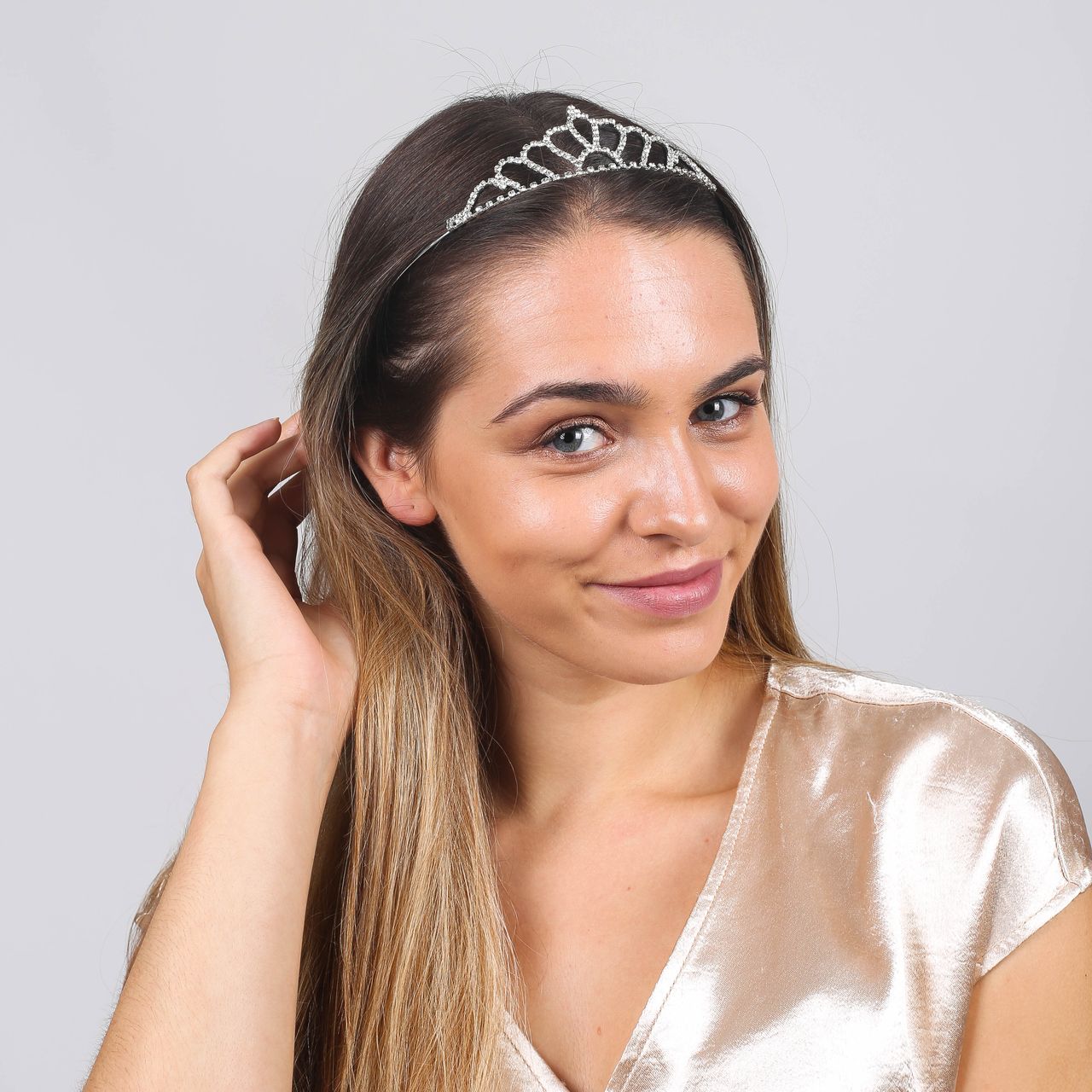 Plated diadeem met steentjes voor dames