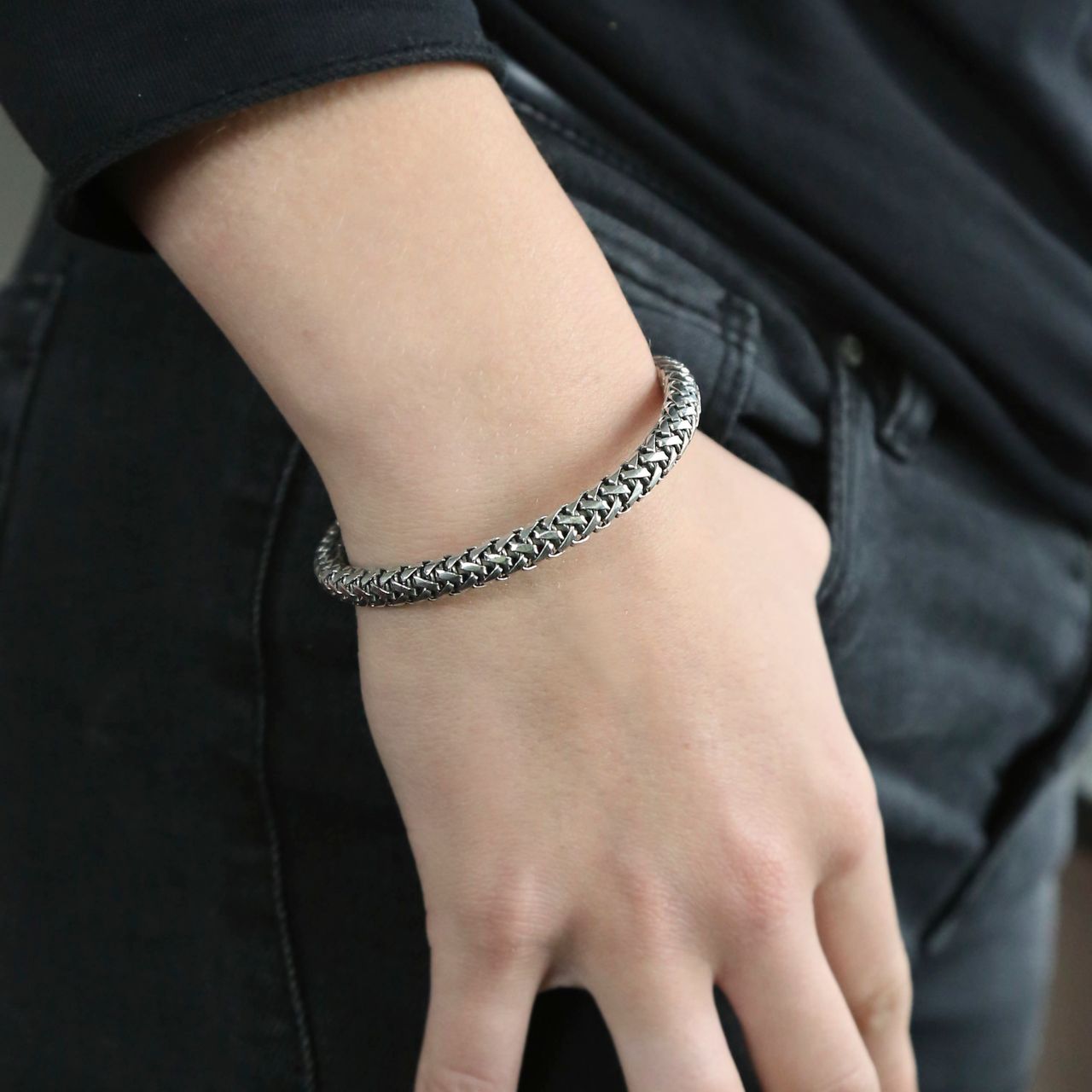 Zilveren armband vossenstaart schakel
