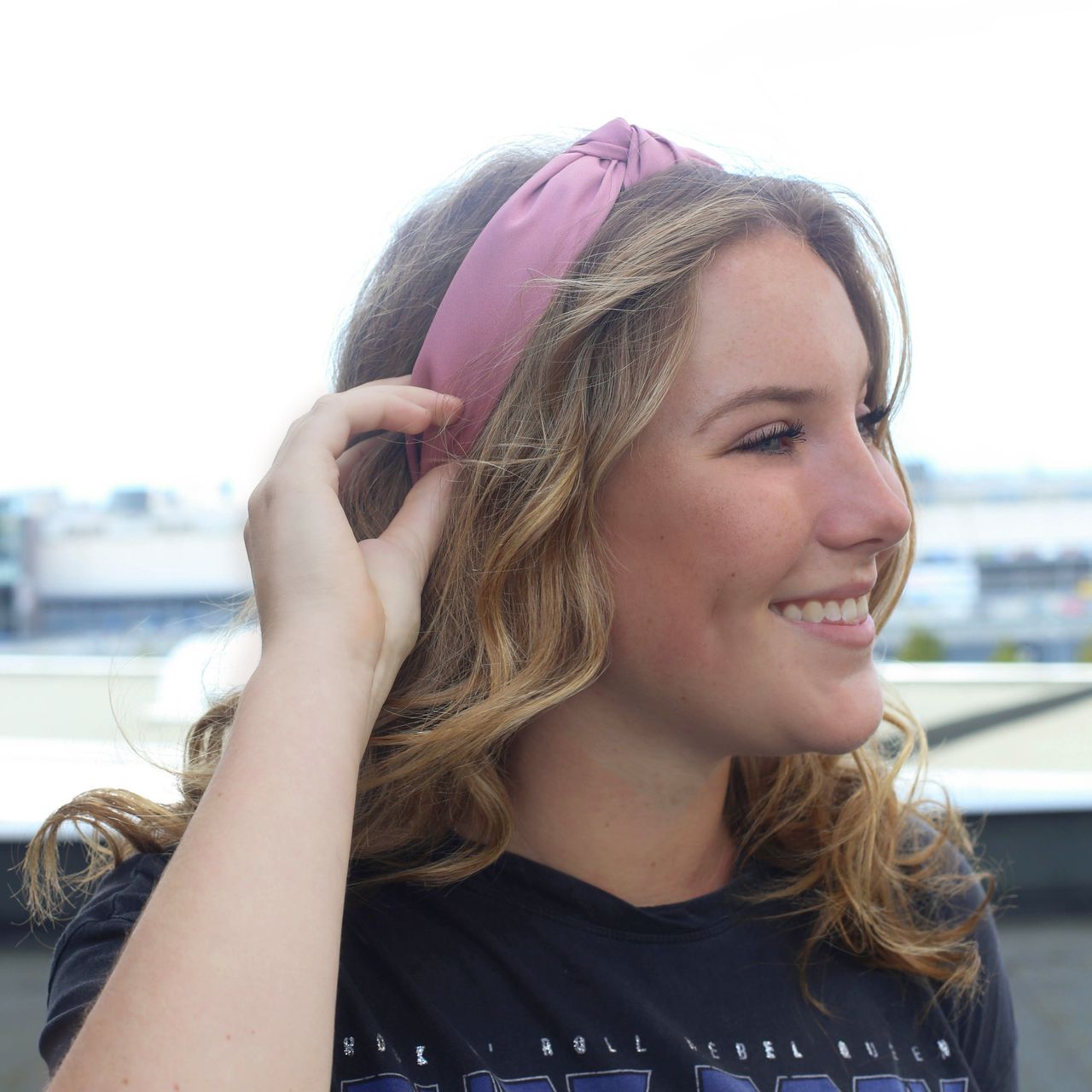 Diadem mit Stoff in Rosa