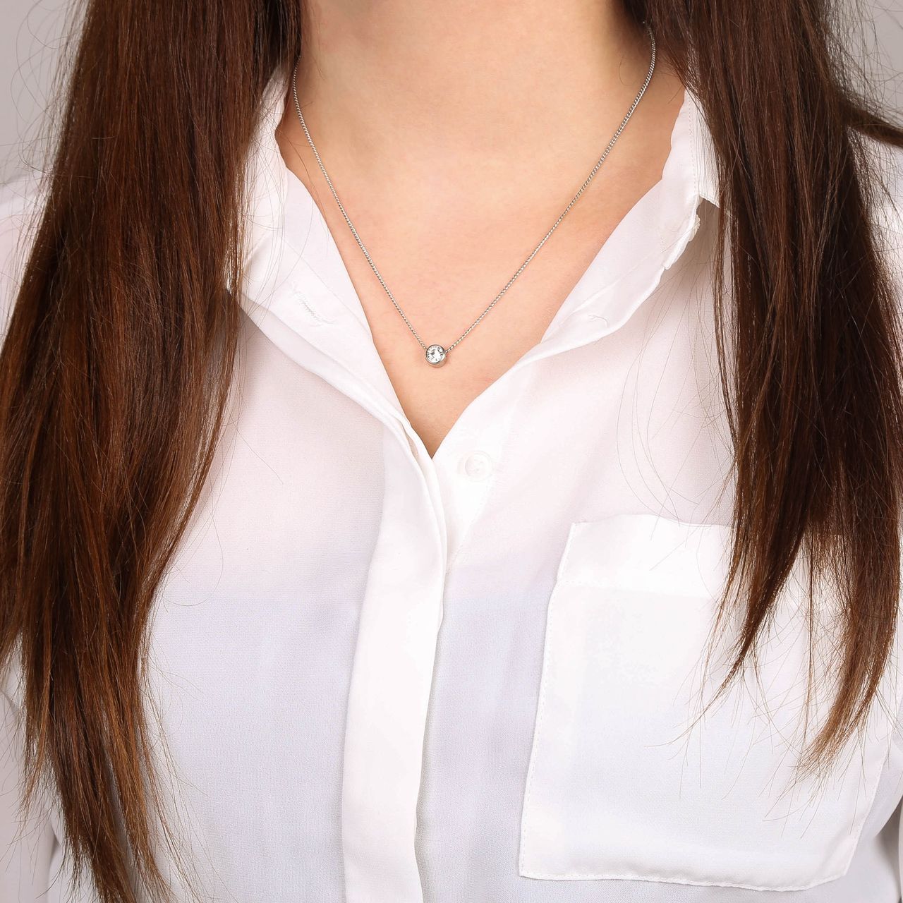 Bijoux zilverkleurige ketting met hanger kerstbal voor dames