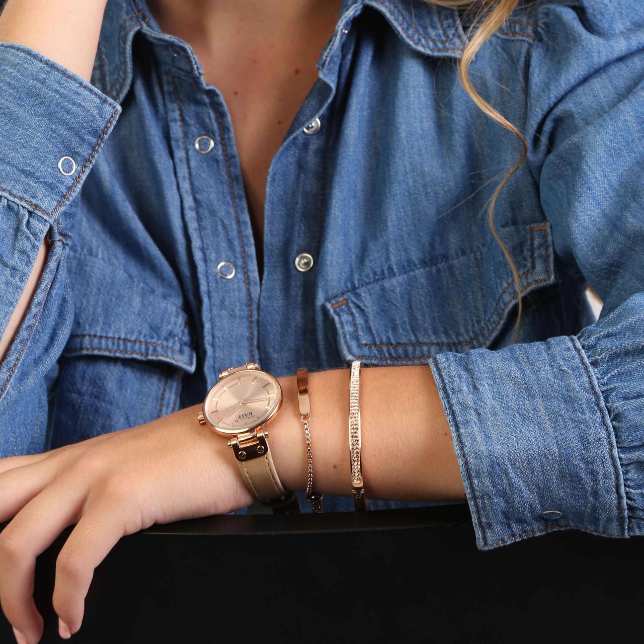 Gerecycleerd stalen set roseplated colours by kate met kristal