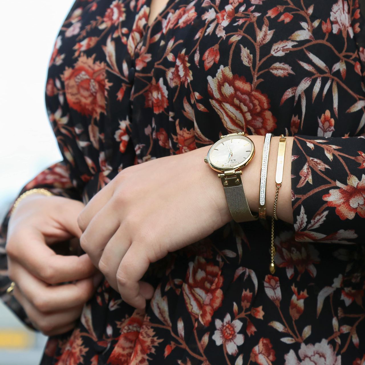 Stainless steel set goldplated Colours by Kate met kristal