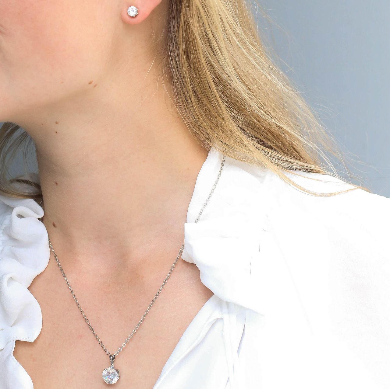 Bijoux zilverkleurige sieradenset voor dames met gratis doosje