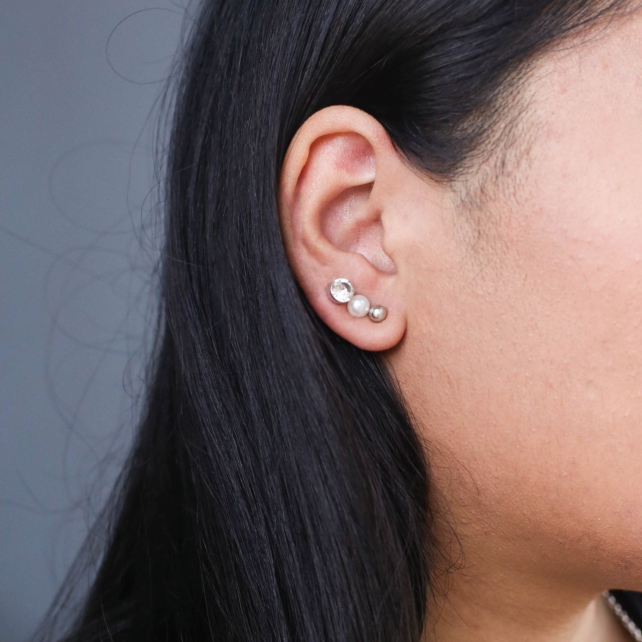 Bijoux zilverkleurige oorknop set voor dames