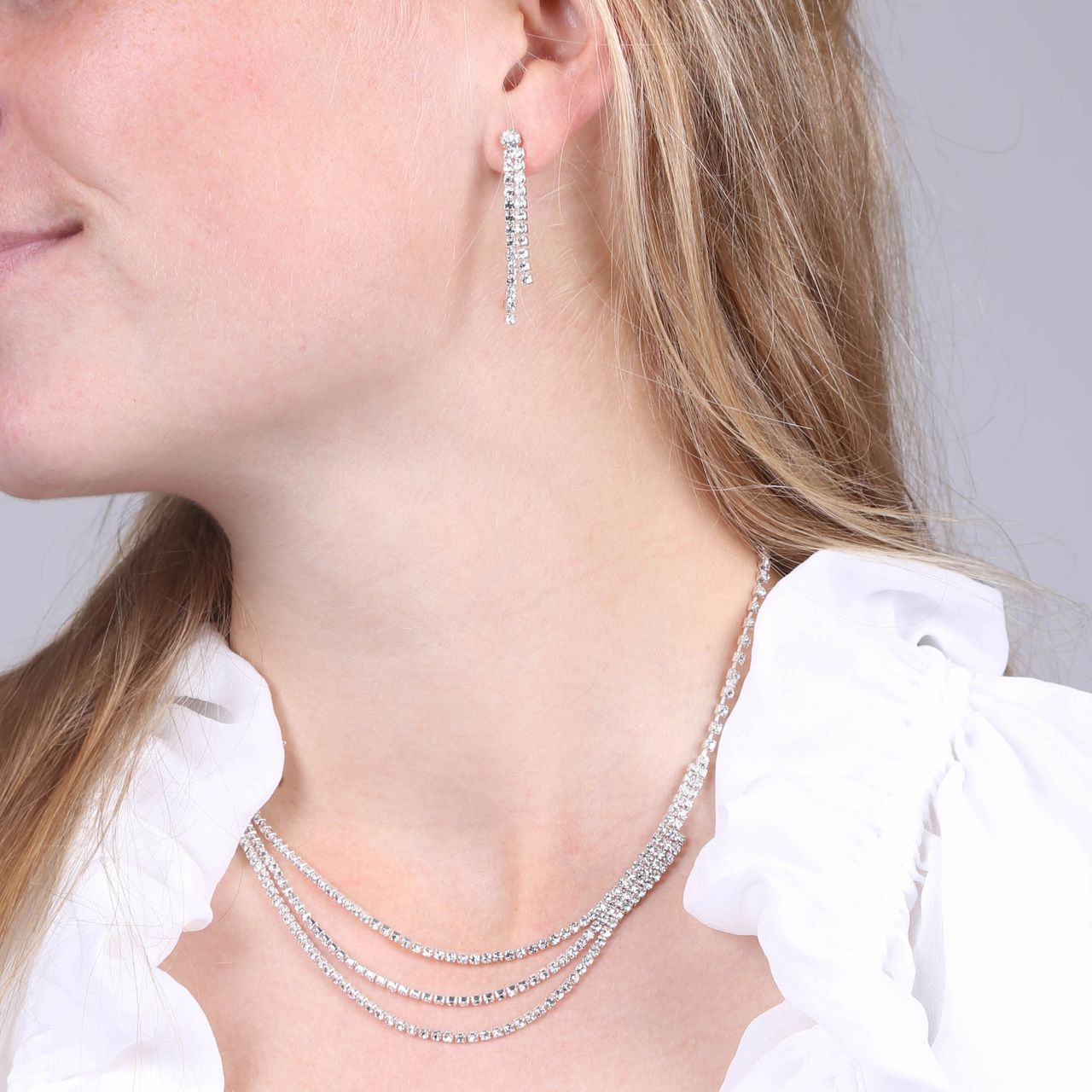 Zilverkleurig bijoux setje met gratis doosje