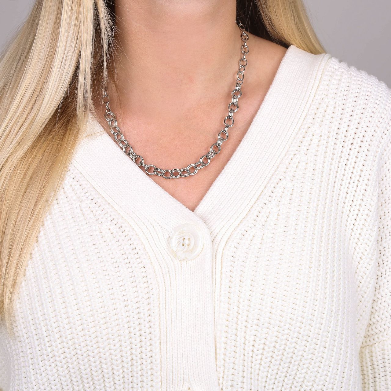 Zilverkleurige bijoux ketting