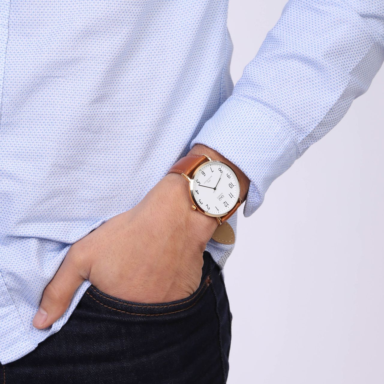 Q&Q Armbanduhr mit Lederarmband