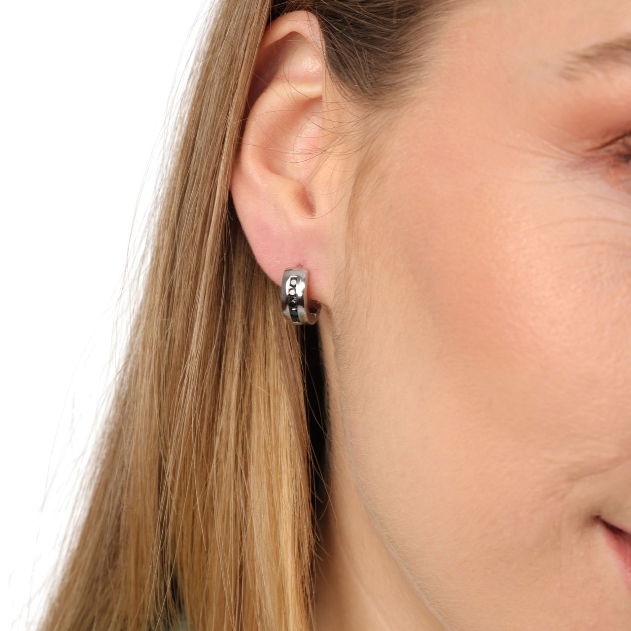 Stainless steel oorbellen met zwarte zirkonia