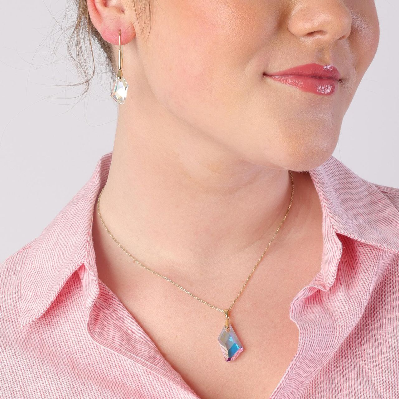 Zilveren set kristal AB