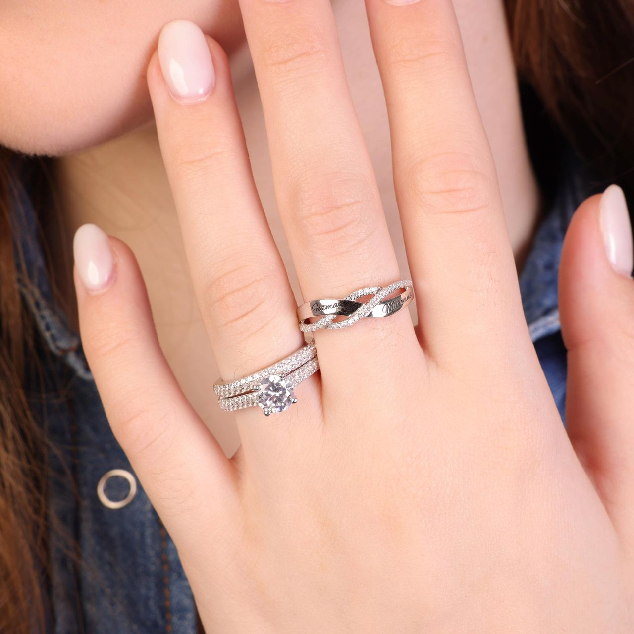 Zilveren ring 2delig met zirkonia