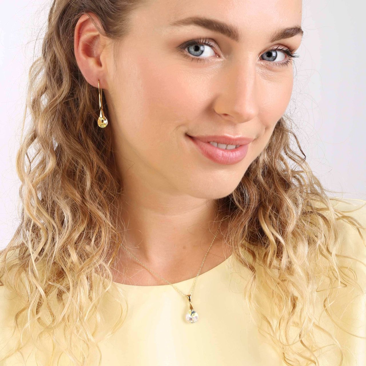 Zilveren goldplated ketting met hanger met kristal voor dames
