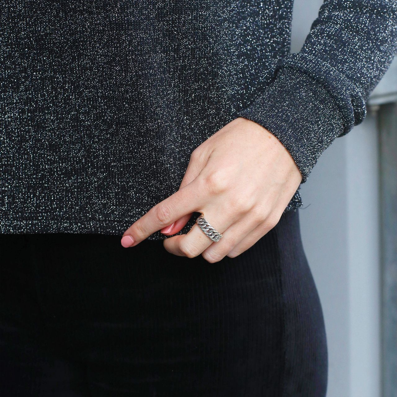 Ring aus 925 Silber, Gourmet-Kettenglied