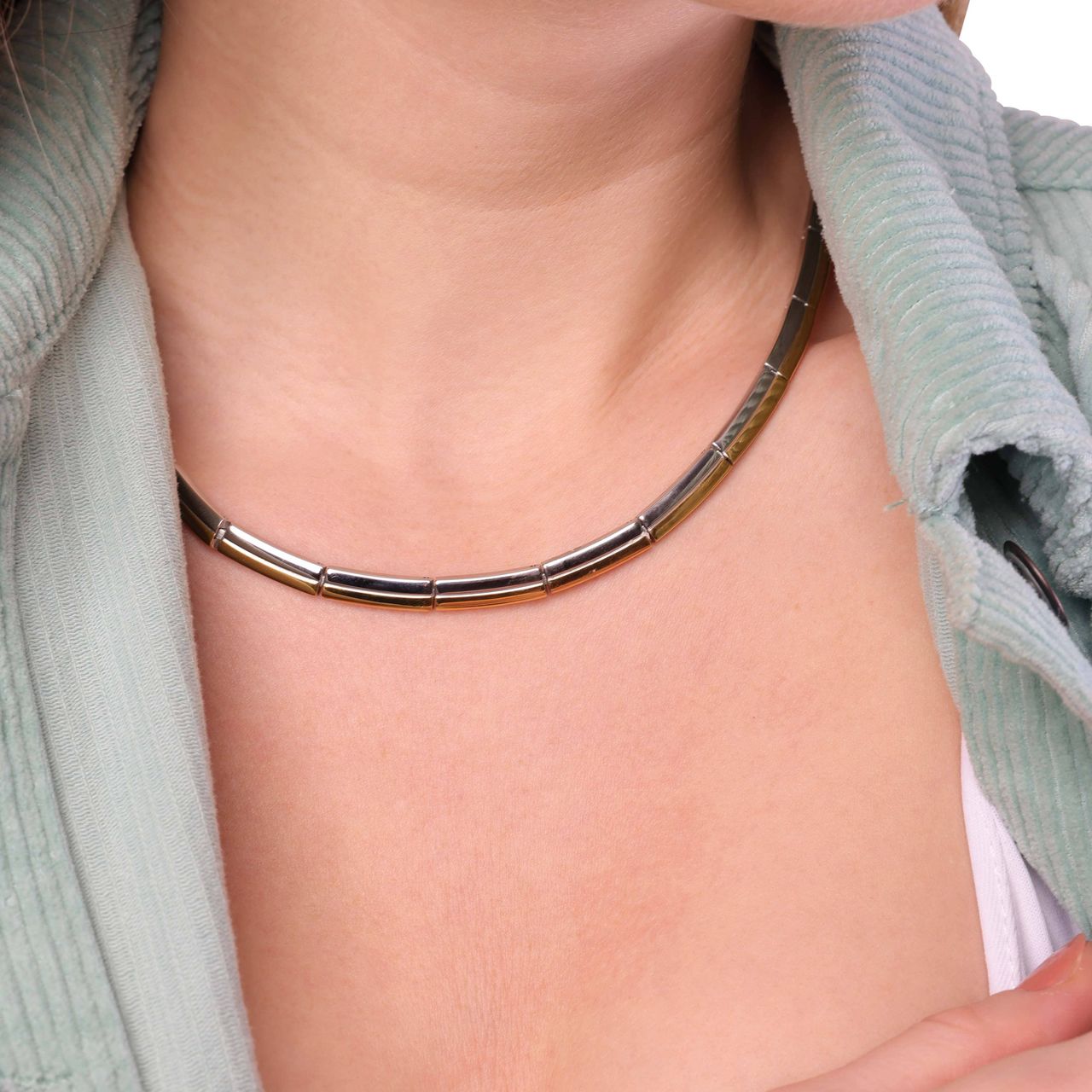 Stalen ketting staal/gold
