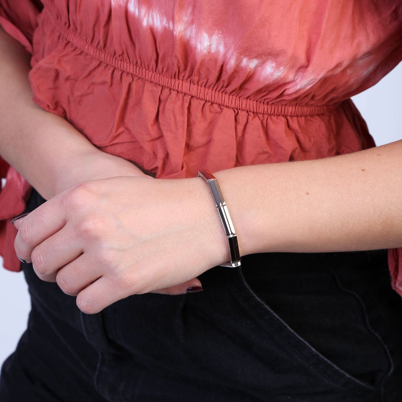 Stalen armband staal/rose