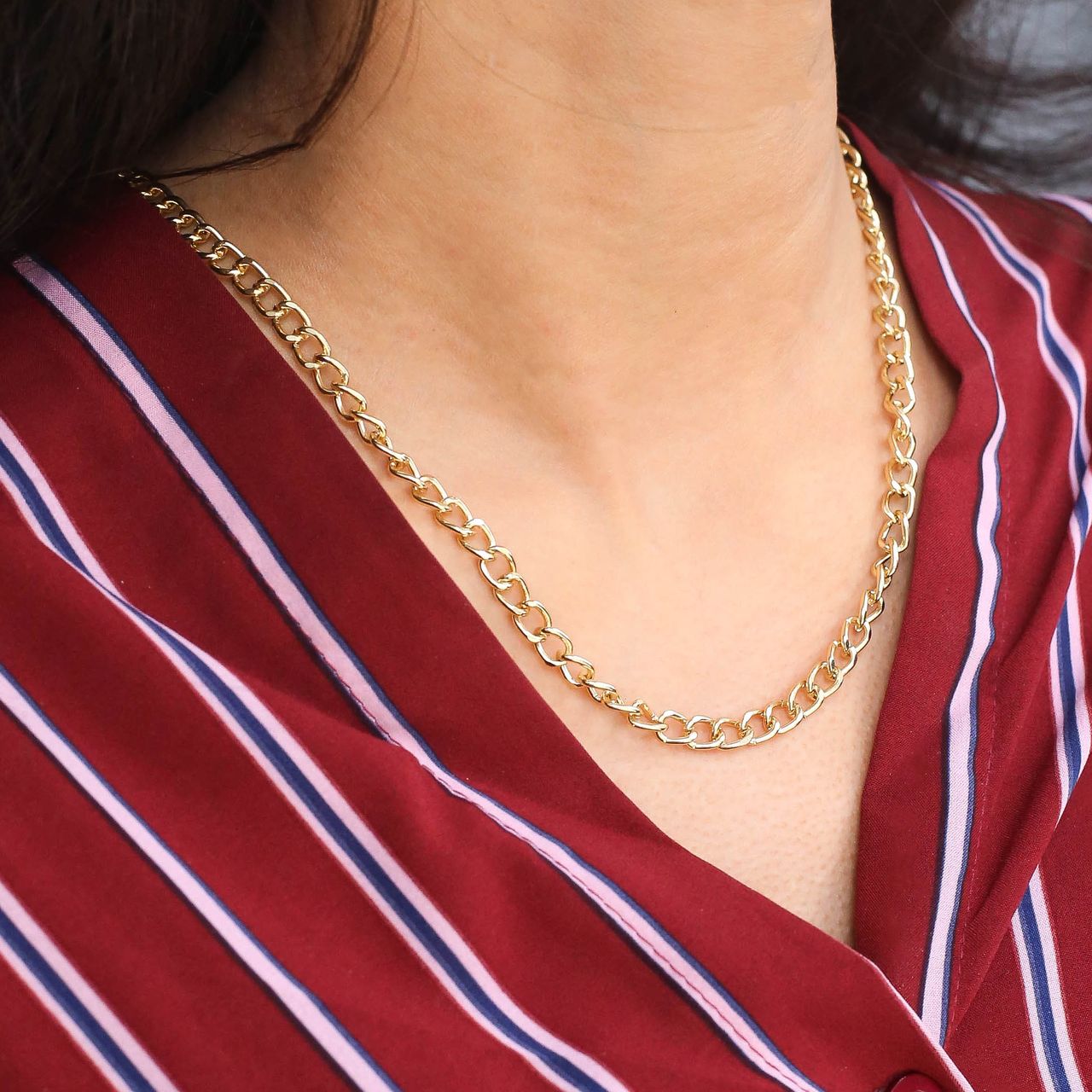 Goudkleurige byou ketting gourmetschakel