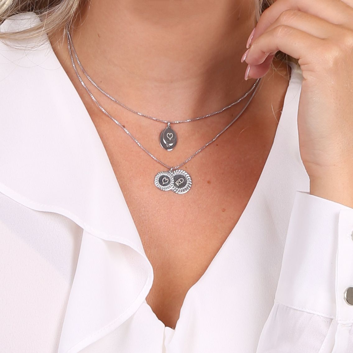Zilveren ketting&hangers ovaal