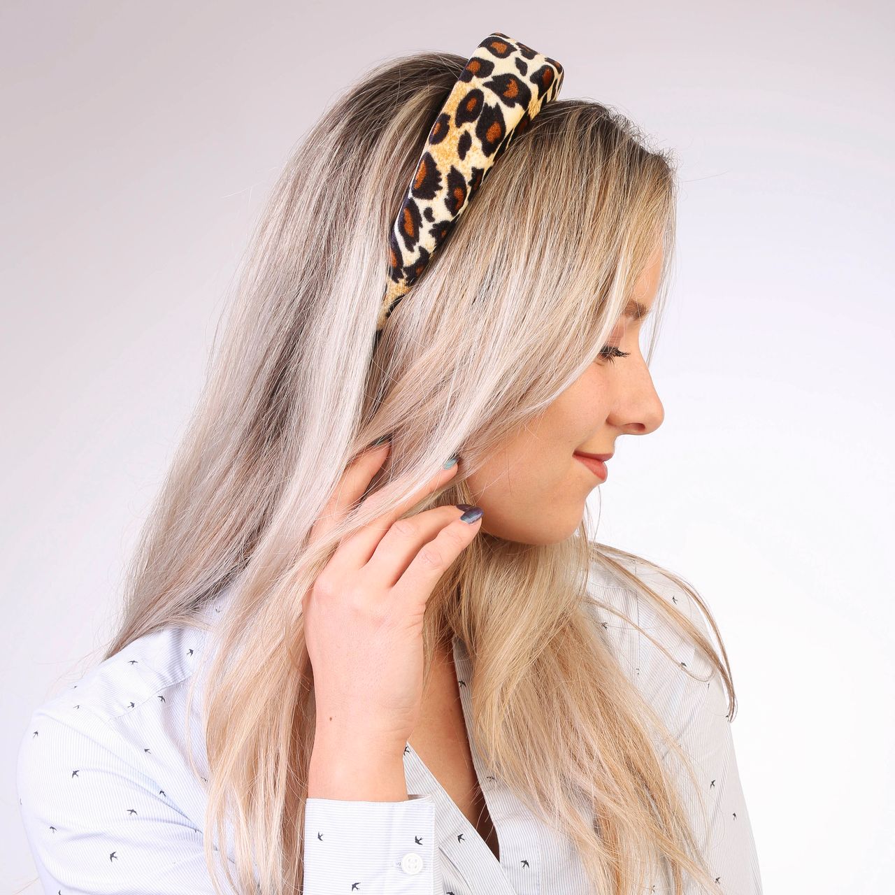 Velvet diadeem met panterprint