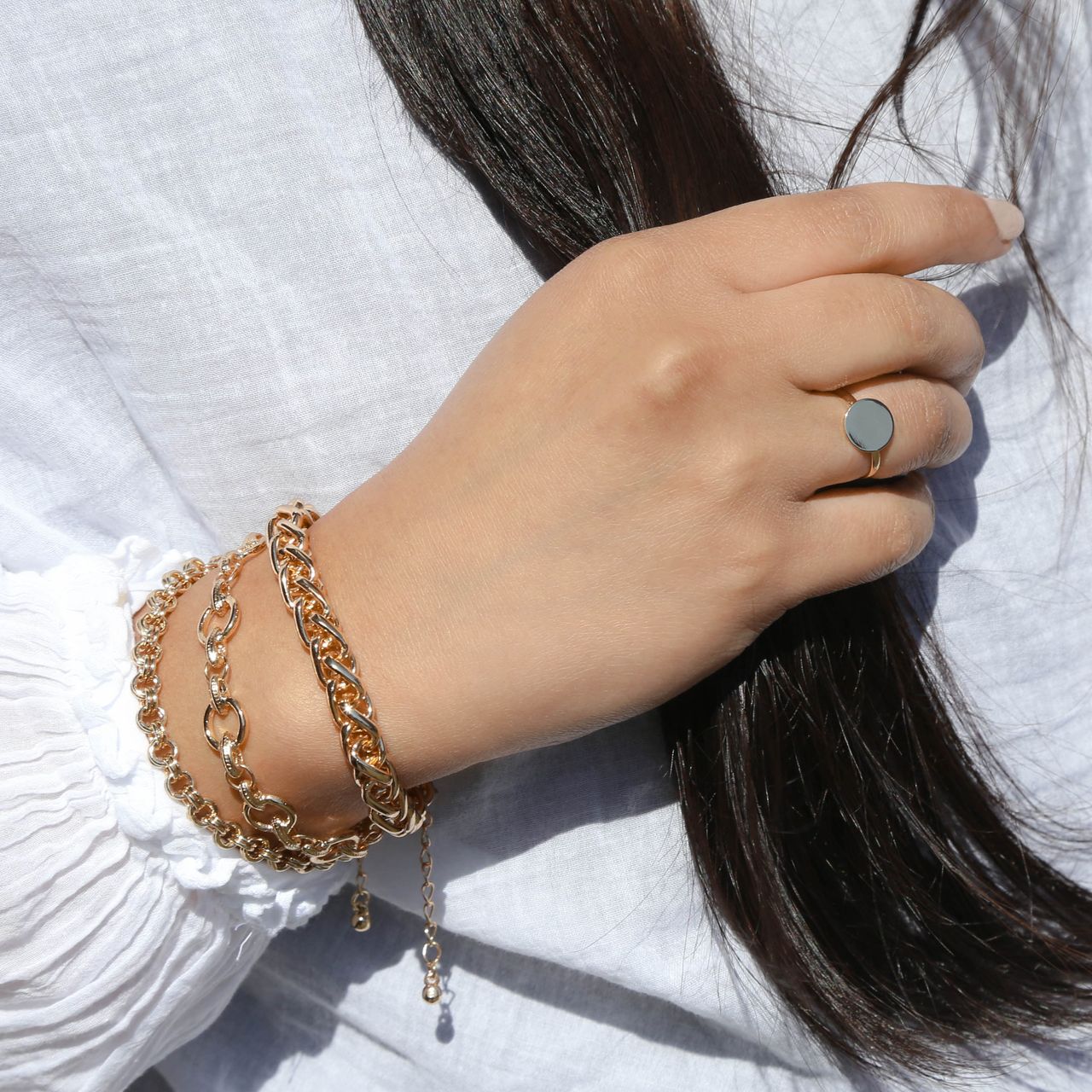 Goudkleurige byoux armband met schakel