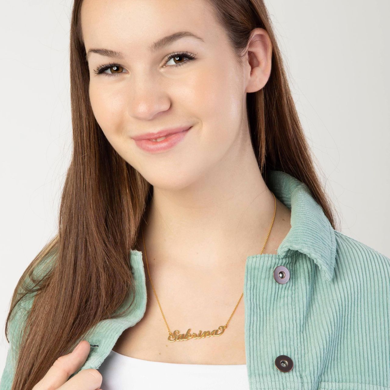 Zilveren goldplated naamketting voor dames