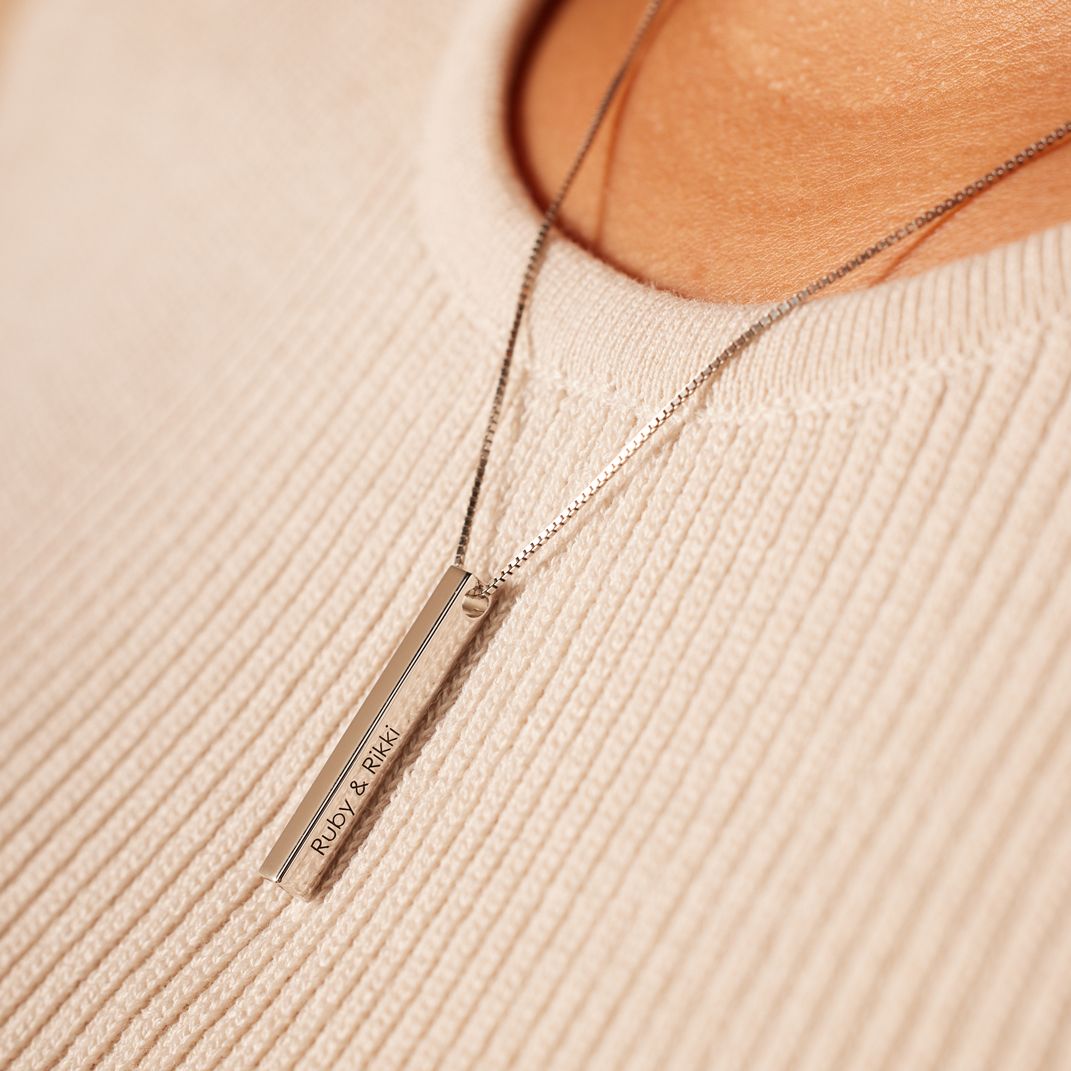 Kette, 925 Silber, 3D, Steg, schwarze Gravur
