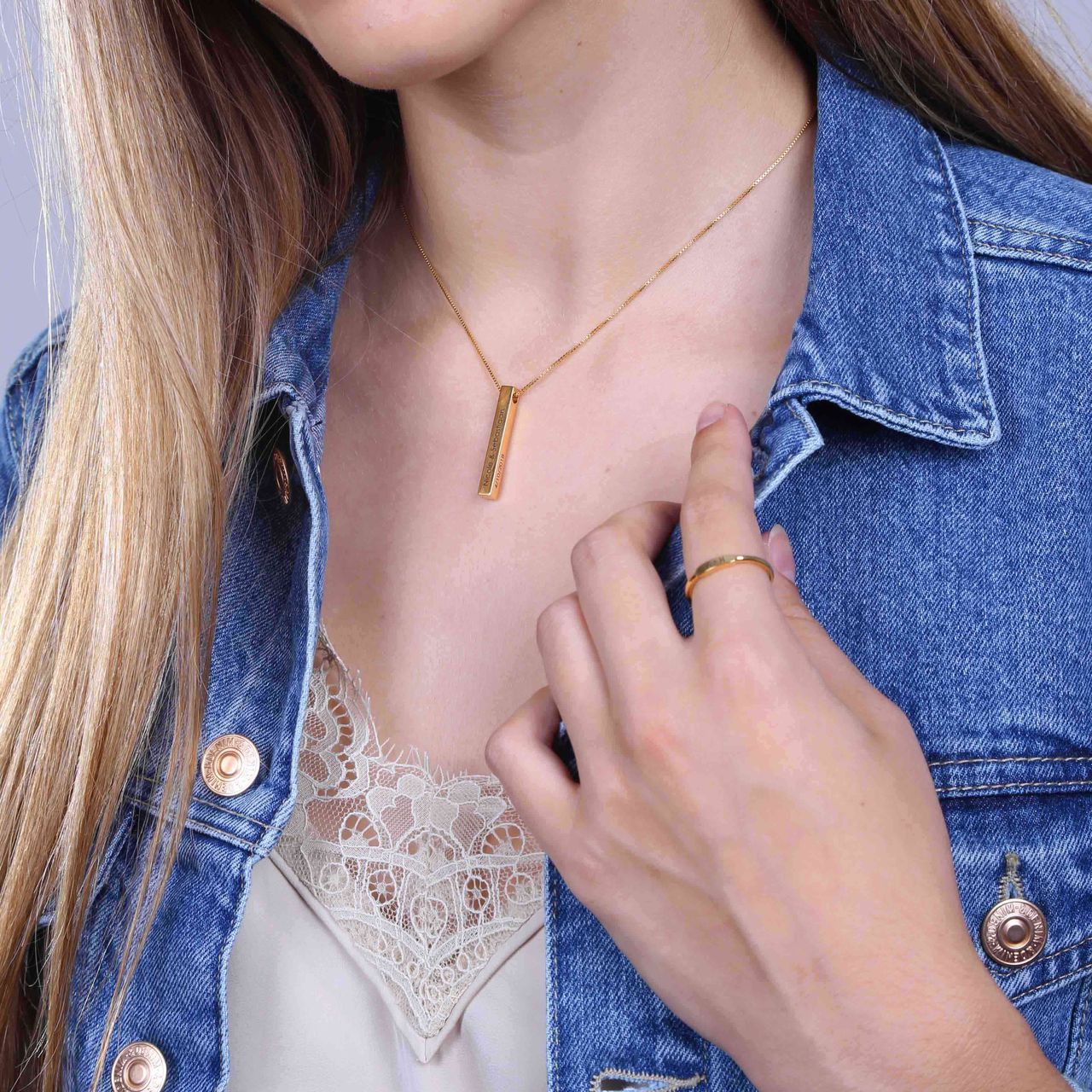 Zilveren roséplated naamketting met hanger voor dames