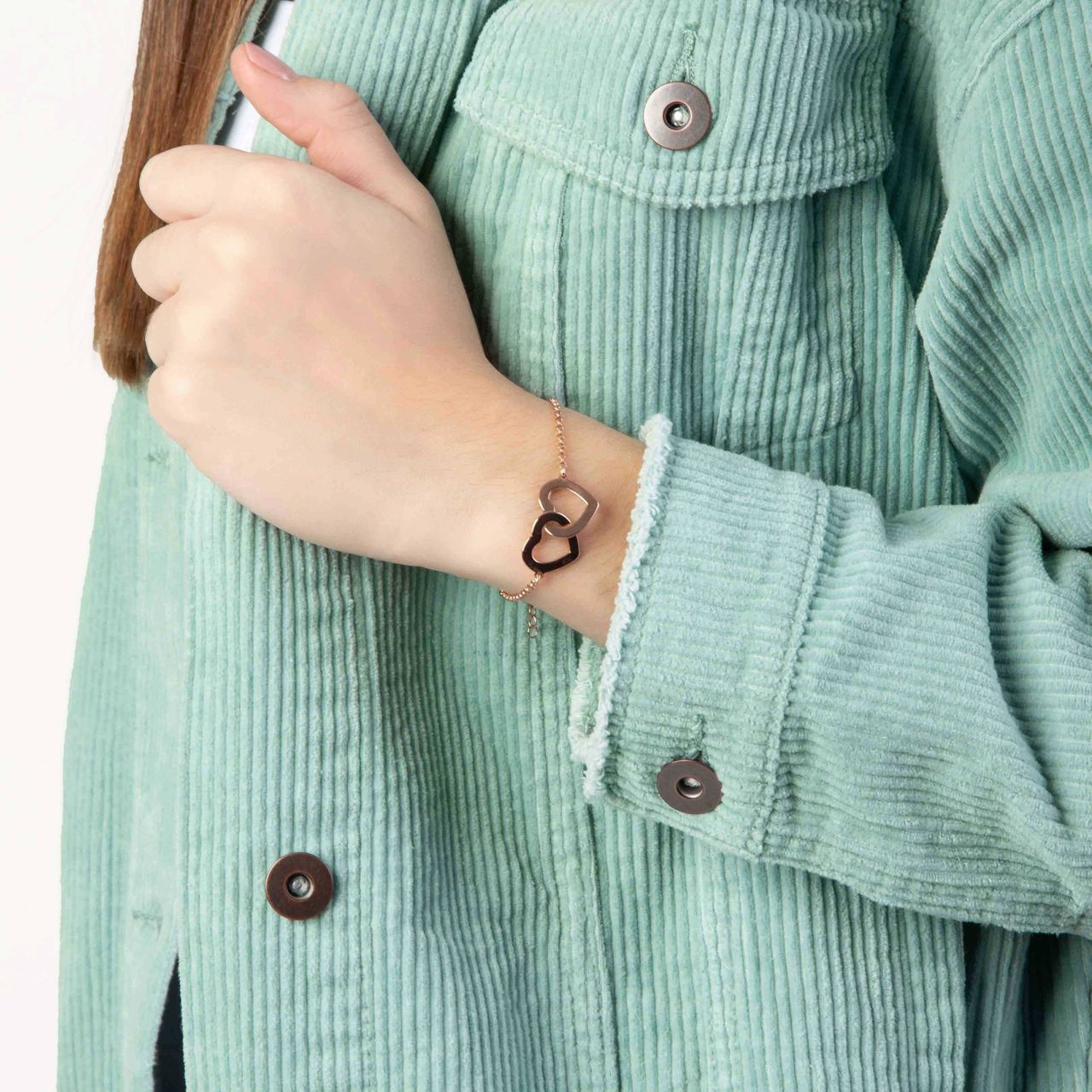 Zilveren roséplated armband hart voor dames
