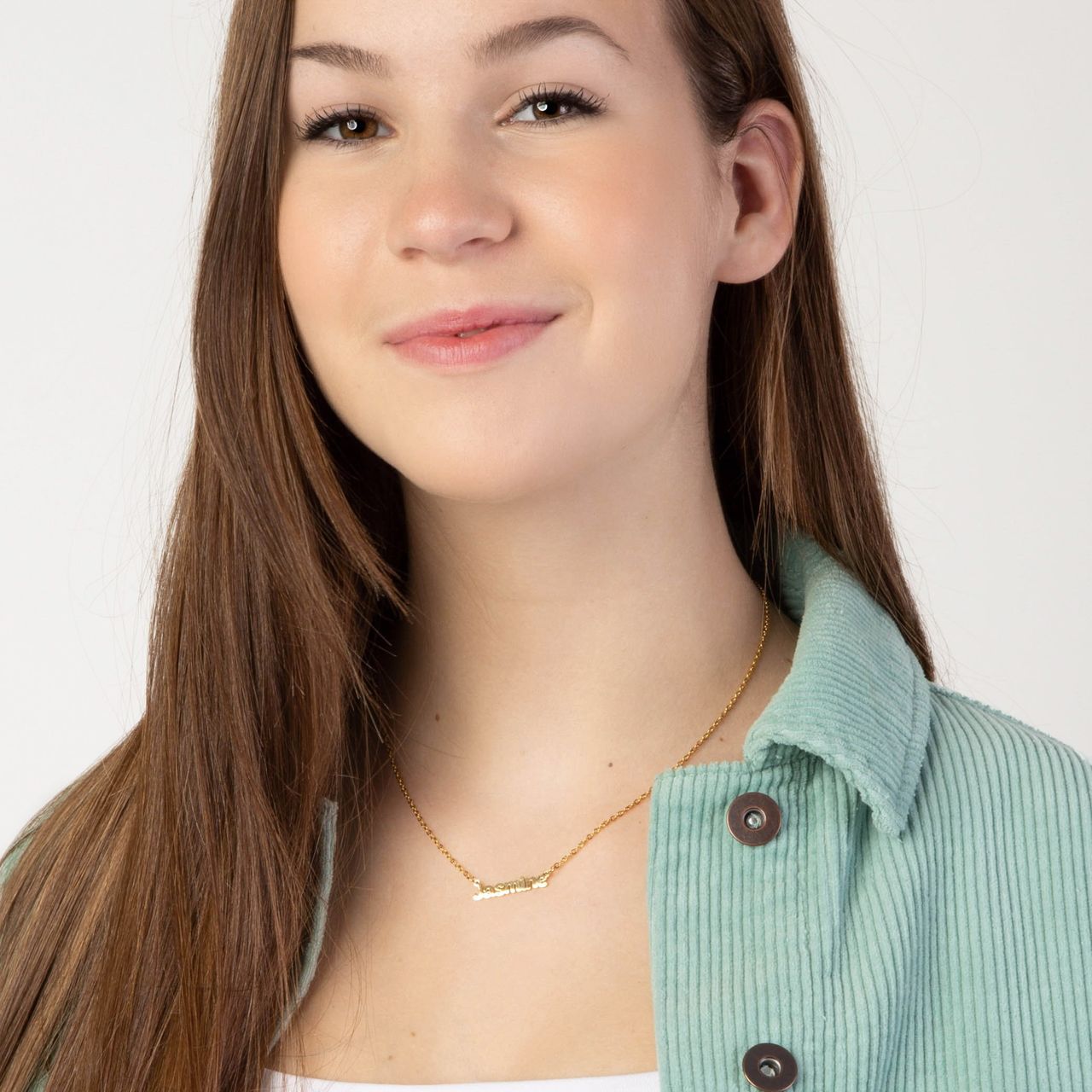 Stainless steel naamketting goldplated minimalistisch voor dames