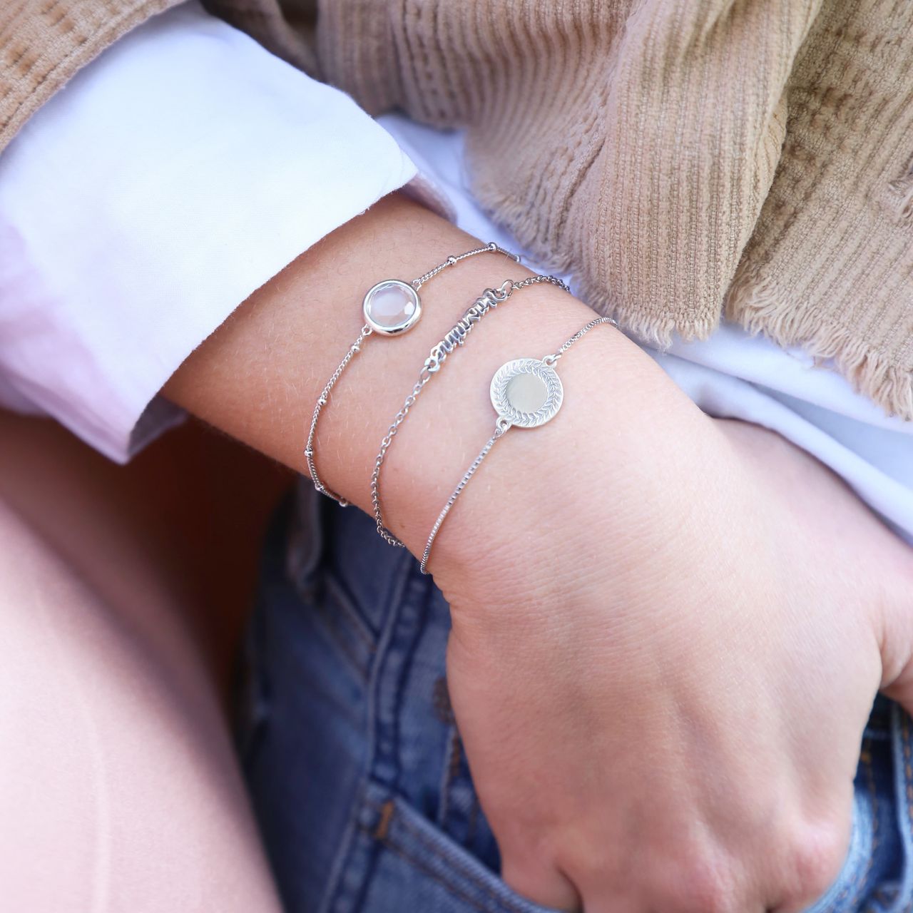 Stainless steel naamarmband minimalistisch