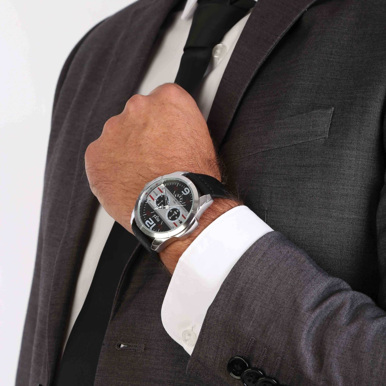 Regal HR sport Heren Horloge Zwart Kunstleer