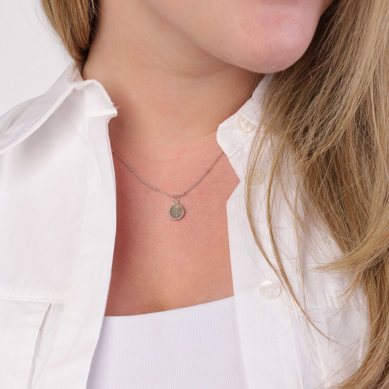 Kette & Anhänger aus 925 Silber, Edelstein Labradorit
