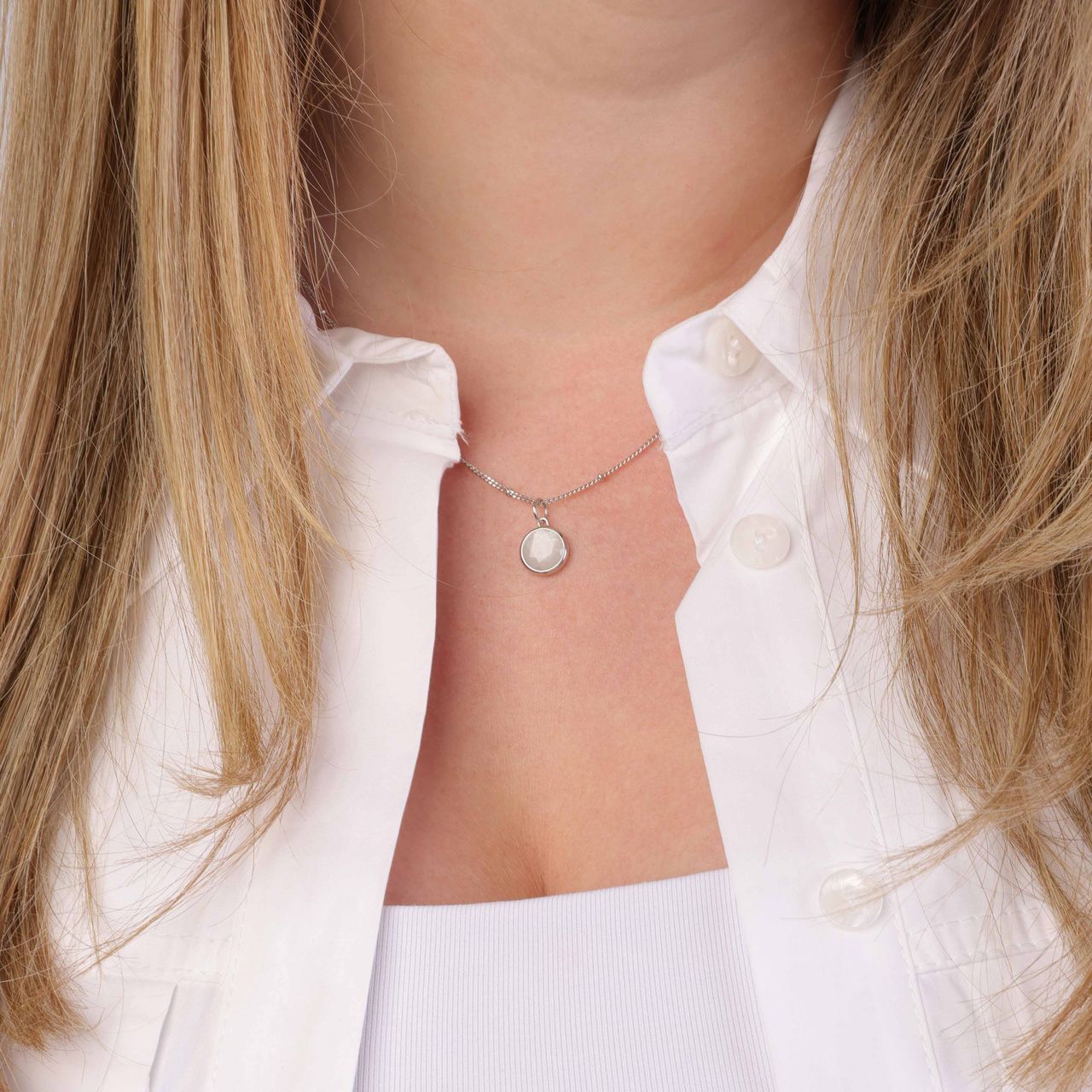 Zilveren ketting&hanger Gemstone moonstone