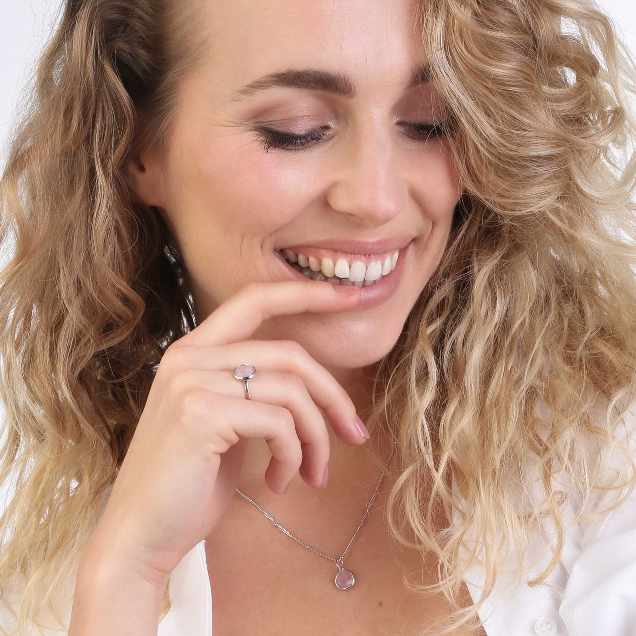Zilveren ring Gemstone rose quartz