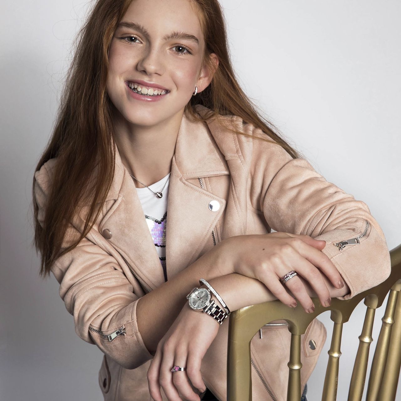 Gerecycled stalen kinderketting wit kristal